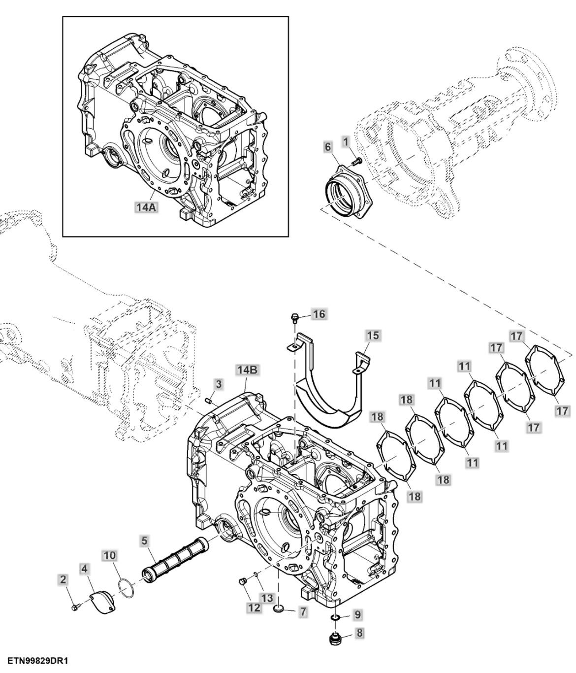 Hộp vi sai, kép PTO, 2100 RPM